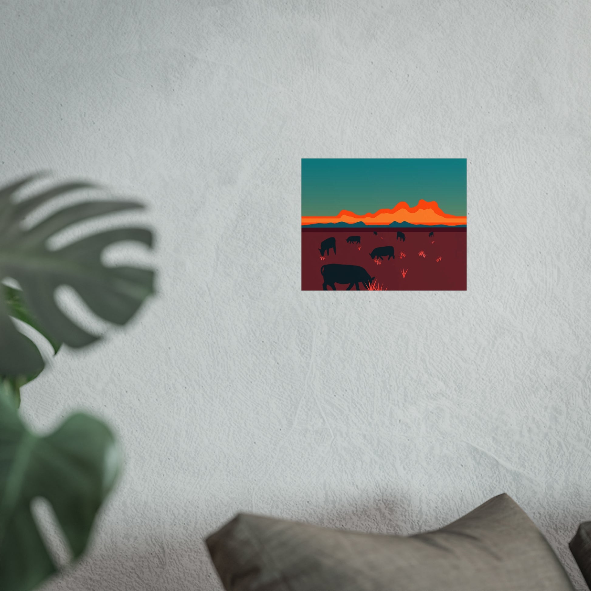 Cattle at Dusk Fine Art Poster | Rustic Home Decor, Cow Art Print, Nature Wall Art, Country Style Living Room, Gift for Animal Lovers