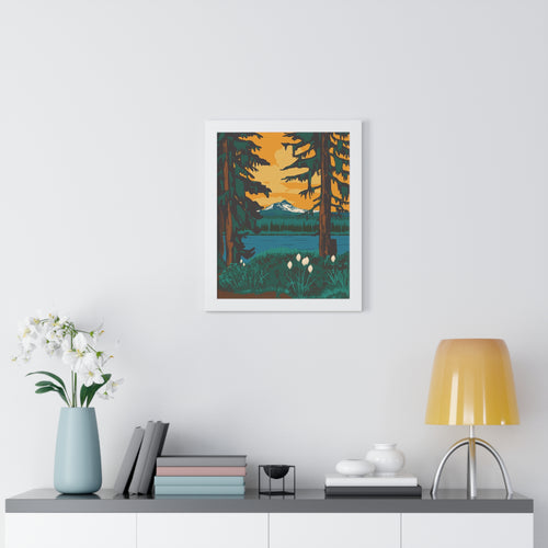 Beargrass & Stillness – Framed Vintage Pacific Northwest Art Print