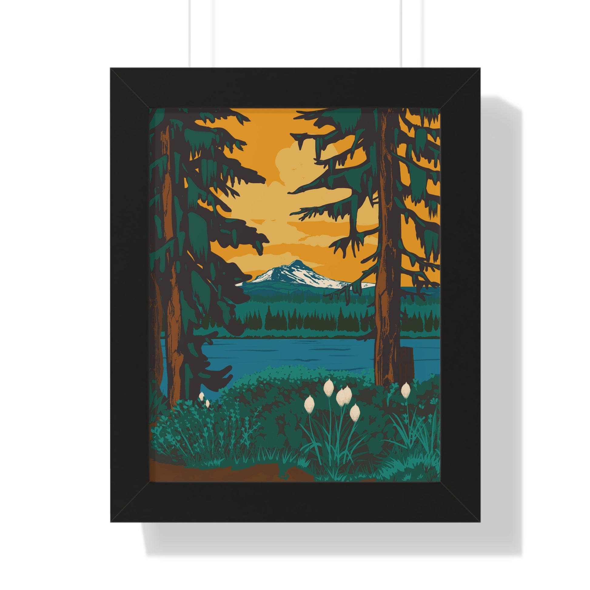 Beargrass & Stillness – Framed Vintage Pacific Northwest Art Print