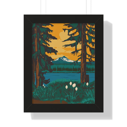 Beargrass & Stillness – Framed Vintage Pacific Northwest Art Print